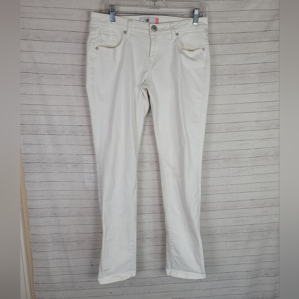 CAbi SLIM BOYFRIEND JEANS IN WHITE, SZ 4